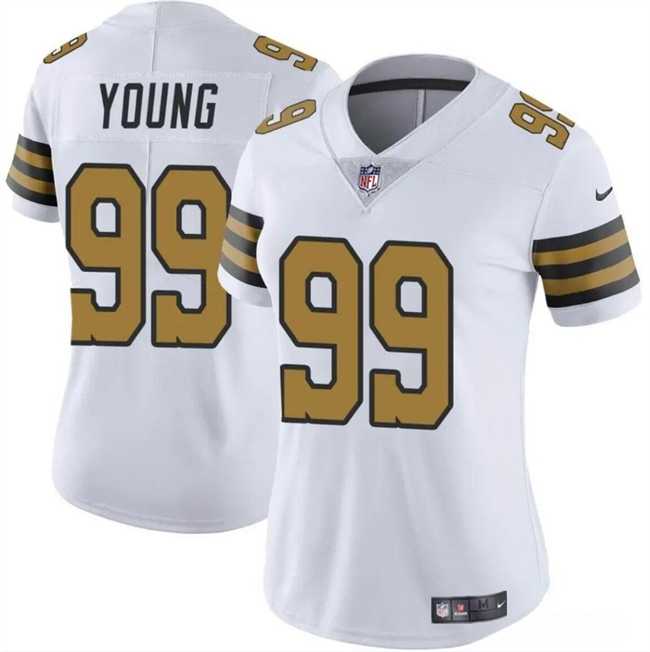 Womens New Orleans Saints #99 Chase Young White Color Rush Vapor Stitched Game Jersey Dzhi->women nfl jersey->Women Jersey